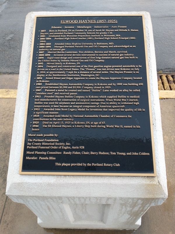Elwood Haynes Marker. Click for full size. Elwood Haynes Marker image. Click for full size.