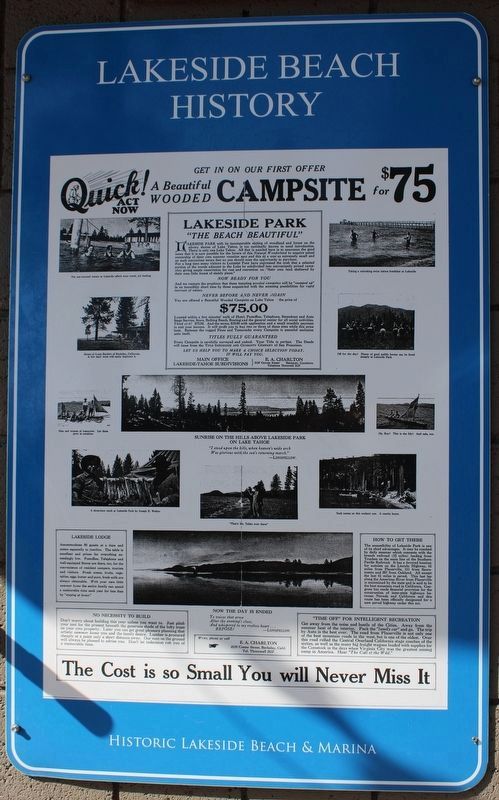 Lakeside Beach History Sign image. Click for full size.