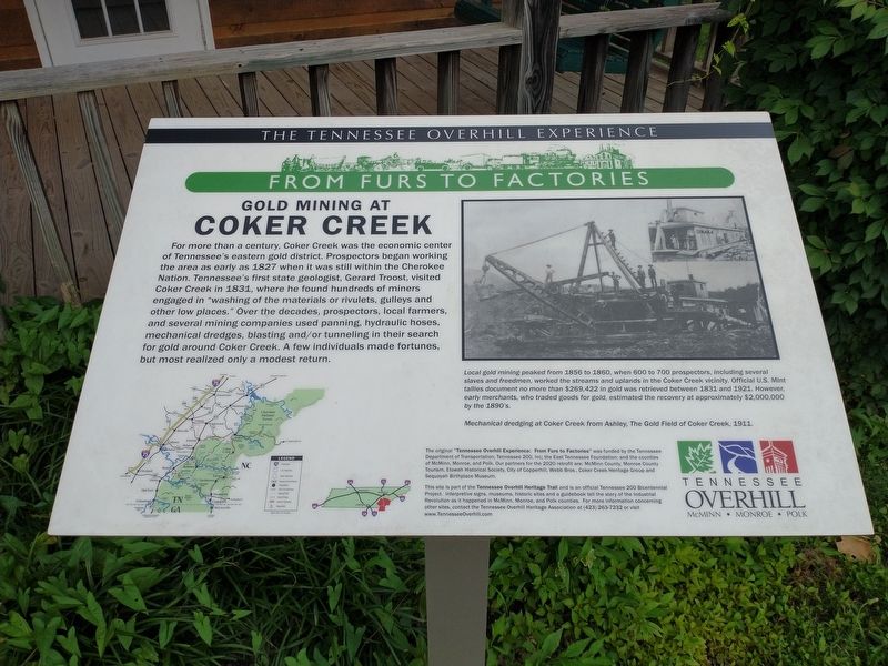 Gold Mining at Coker Creek Marker image. Click for full size.