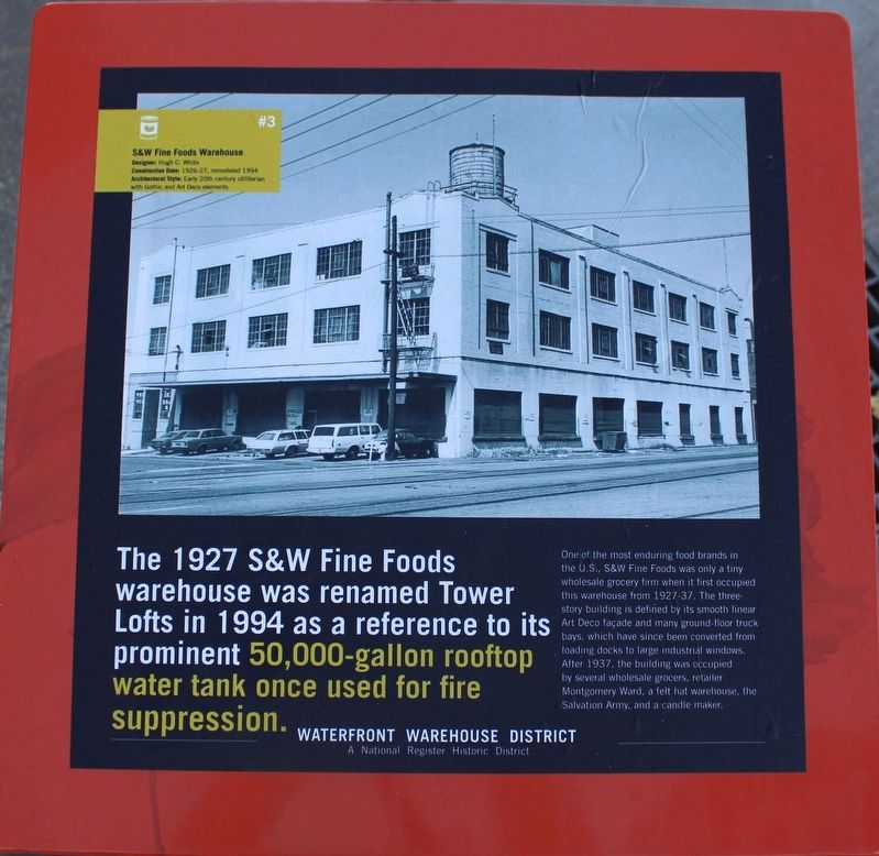 S&W Fine Foods Warehouse Marker. Click for full size. S&W Fine Foods Warehouse Marker image. Click for full size.