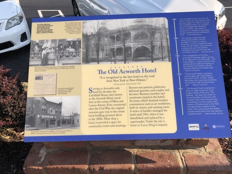 The Old Acworth Hotel Marker. Click for full size. The Old Acworth Hotel Marker image. Click for full size.