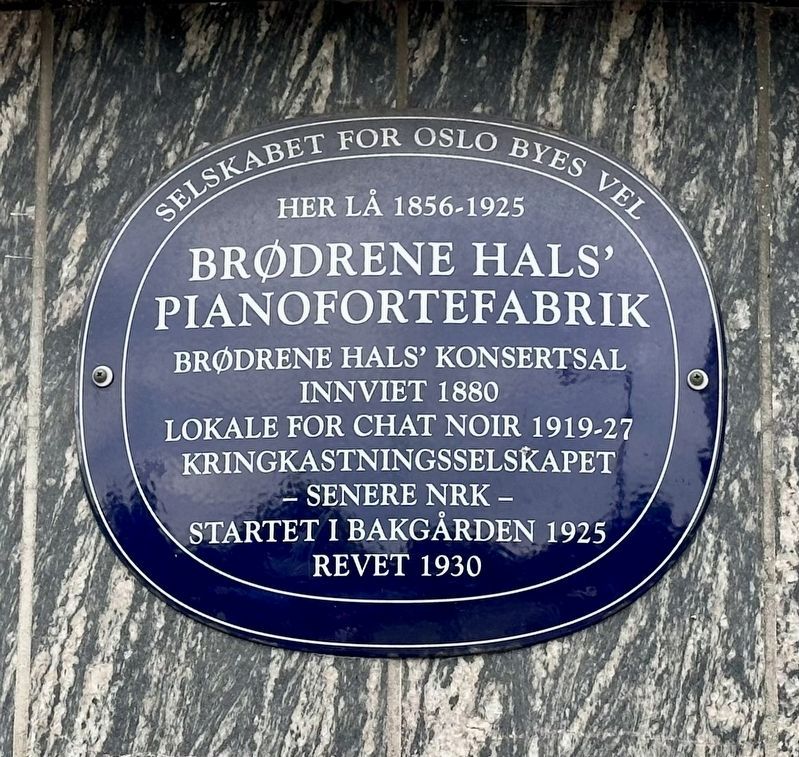 Br�drene Hals� Pianofortefabrik / Hals Brothers Piano Factory Marker image. Click for full size.