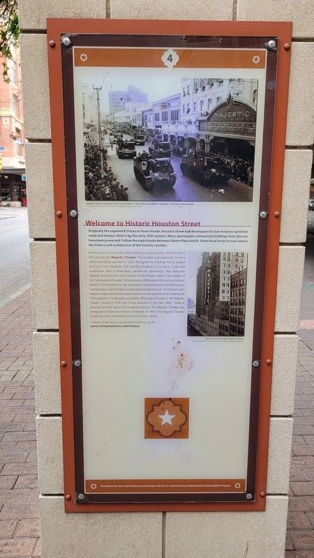 Welcome to Historic Houston Street Marker - Panel 2. Click for full size. Welcome to Historic Houston Street Marker - Panel 2 image. Click for full size.