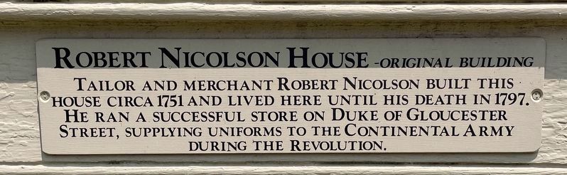 Robert Nicolson House Marker image. Click for full size.
