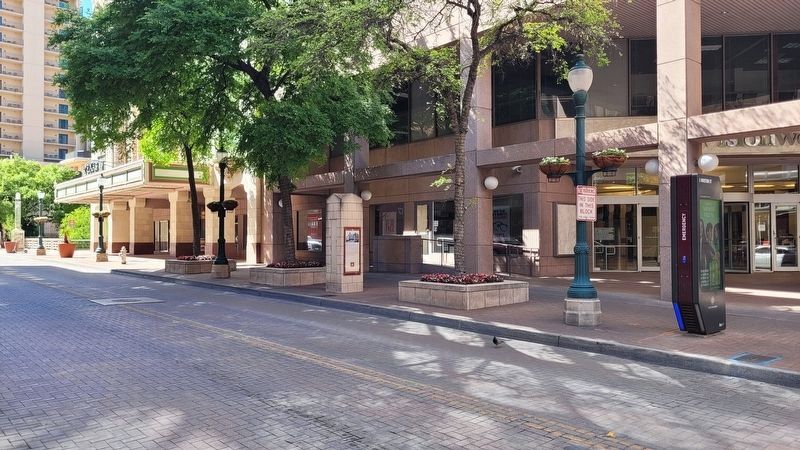 The view of the Marker from the street with the Texas theater in the background image. Click for full size.