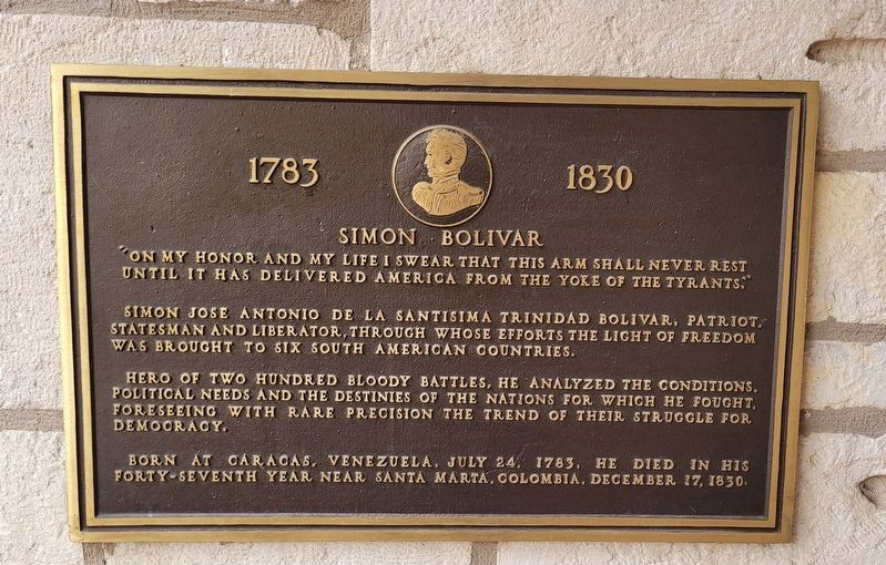 Simon Bolivar Marker. Click for full size. Simon Bolivar Marker image. Click for full size.