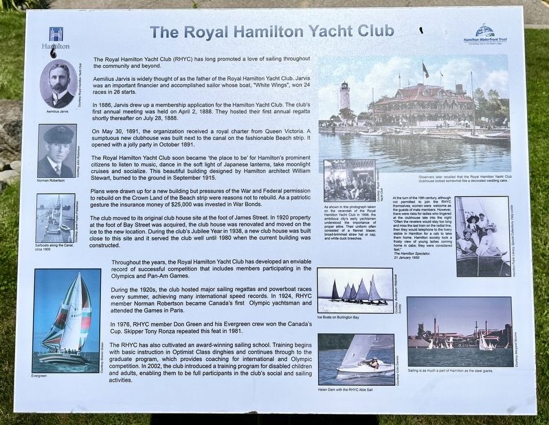 The Royal Hamilton Yacht Club Marker image. Click for full size.