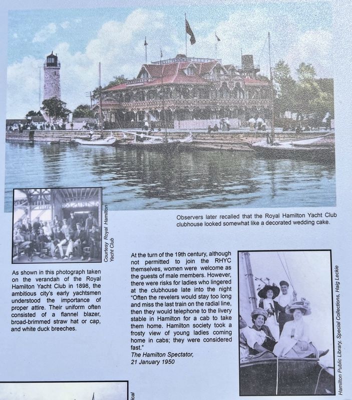The Royal Hamilton Yacht Club Marker detail. Click for full size. The Royal Hamilton Yacht Club Marker detail image. Click for full size.