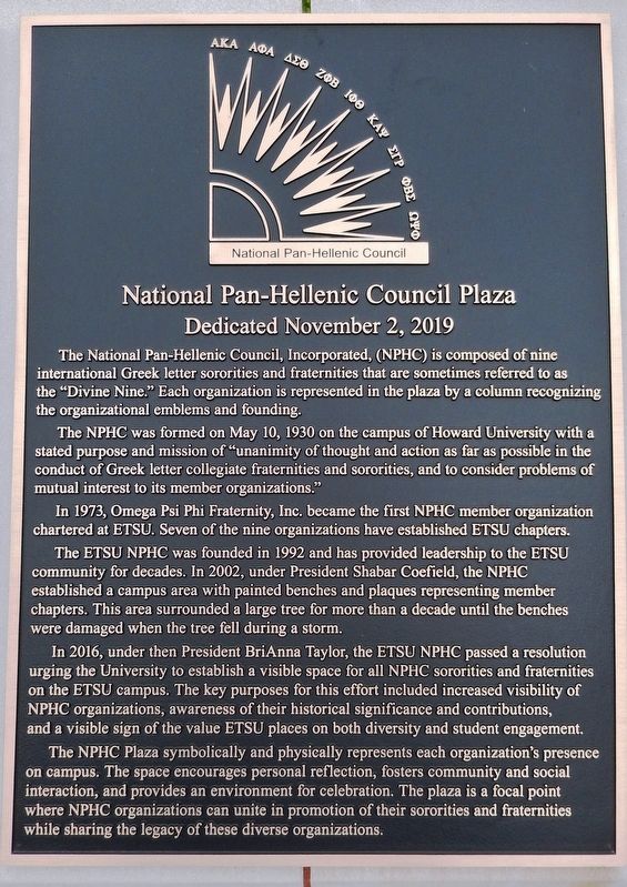 National Pan-Hellenic Council Plaza Marker image. Click for full size.
