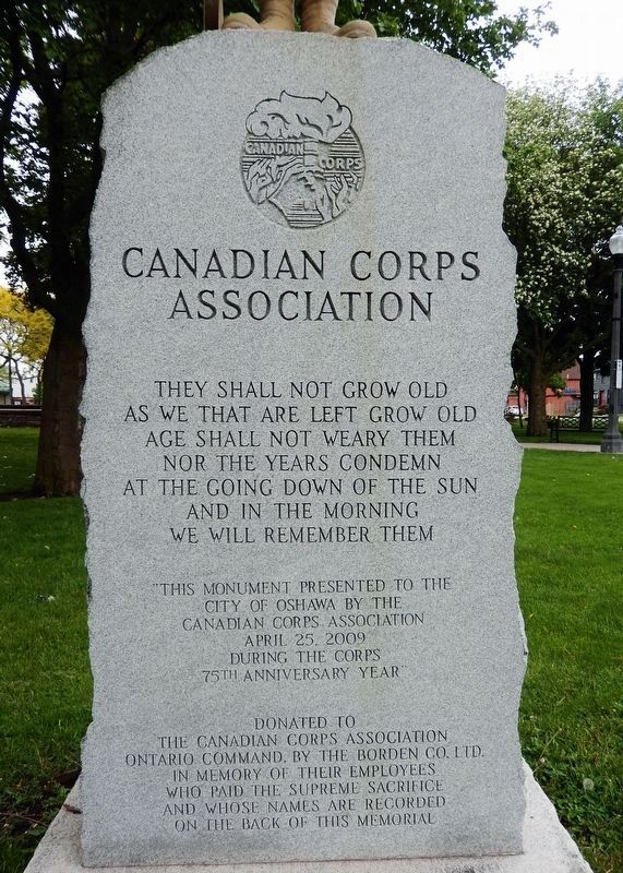 Canadian Corps Association Memorial<br>(<i>west side</i>) image. Click for full size.
