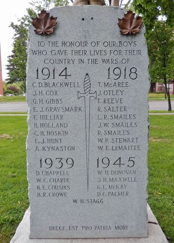 Canadian Corps Association Memorial<br>(<i>east side</i>) image. Click for full size.
