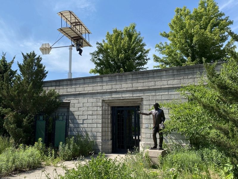 Octave Chanute Statue and Replica Glider. Click for full size. Octave Chanute Statue and Replica Glider image. Click for full size.