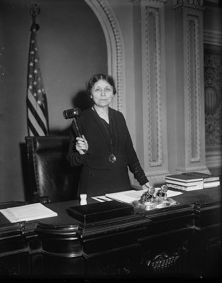 Hattie Caraway with gavel. U.S. Capitol, Washington, D.C. image. Click for full size.