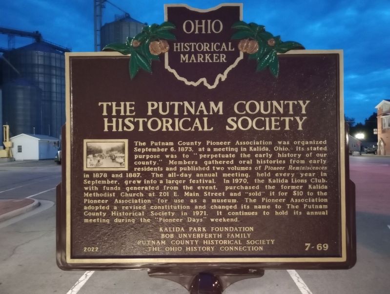 The Putnam County Historical Society side of marker image. Click for full size.