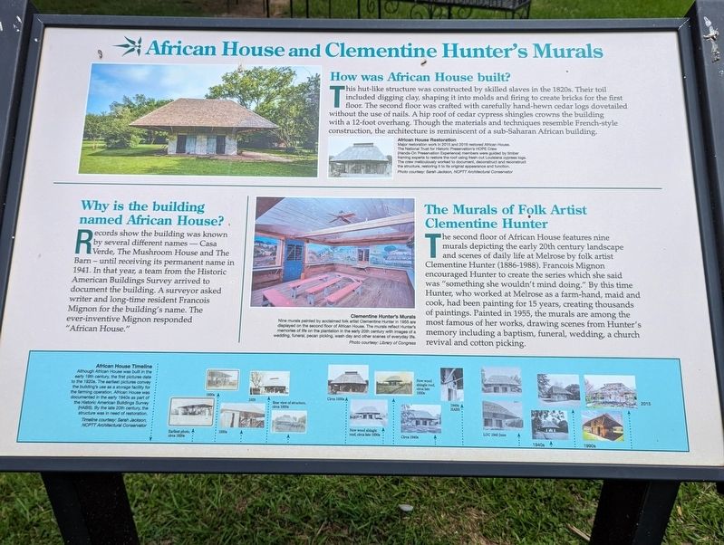 African House and Clementine Hunter's Murals Marker image. Click for full size.