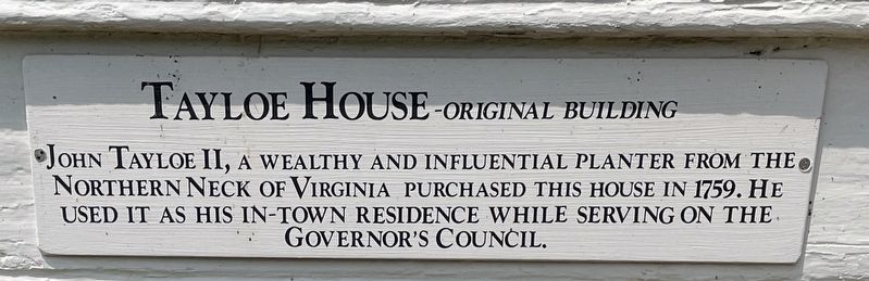 Tayloe House Marker. Click for full size. Tayloe House Marker image. Click for full size.