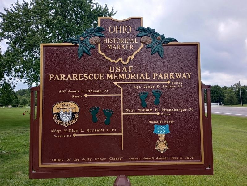 USAF Pararescue Memorial Parkway Marker. Click for full size. USAF Pararescue Memorial Parkway Marker image. Click for full size.