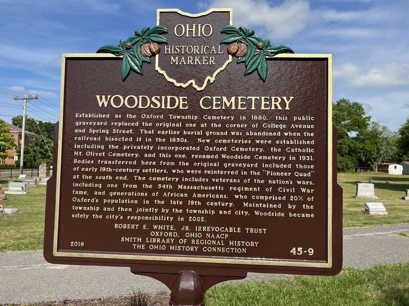 Woodside Cemetery side of marker. Click for full size. Woodside Cemetery side of marker image. Click for full size.