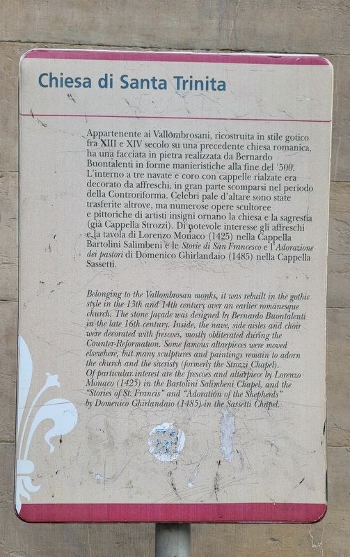 Chiesa di Santa Trinita / Church of the Holy Trinity Marker image. Click for full size.