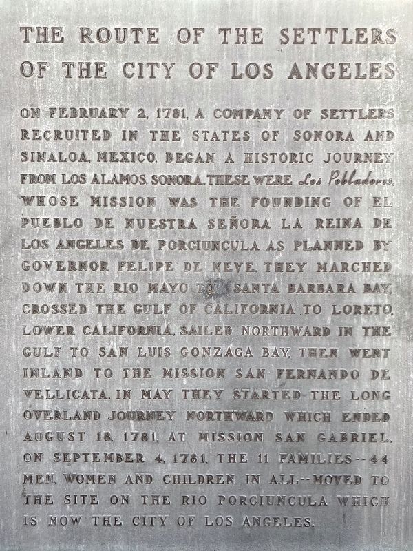 Settlers of Los Angeles Marker image. Click for full size.