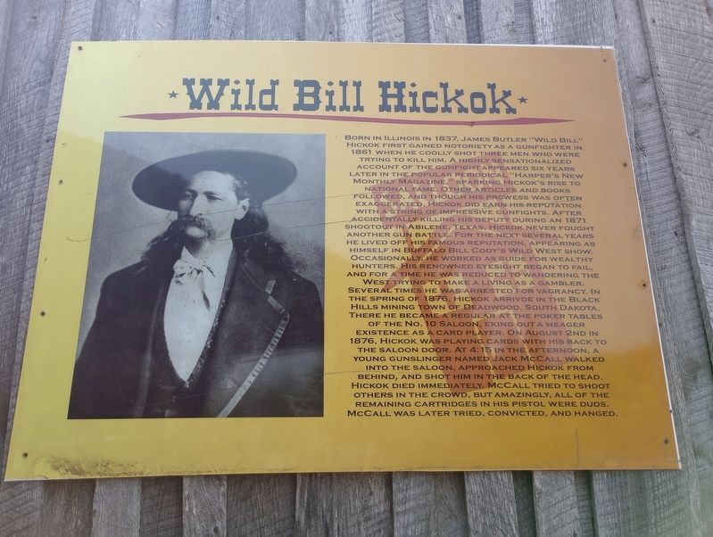 Wild Bill Hickok Marker image. Click for full size.