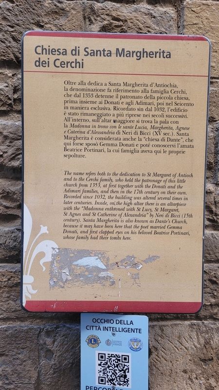 Chiesa di Santa Margherita dei Cerchi / Church of Saint Margaret of the Cerchi Marker image. Click for full size.