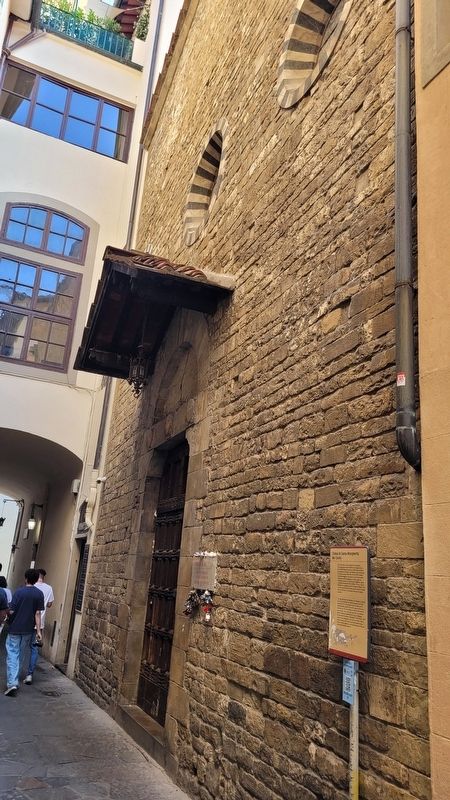 The front entrance to the Church of Saint Margaret of the Cerchi and Marker image. Click for full size.