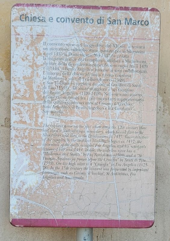 Chiesa e convento di San Marco / Church and Convent of Saint Mark Marker. Click for full size. Chiesa e convento di San Marco / Church and Convent of Saint Mark Marker image. Click for full size.