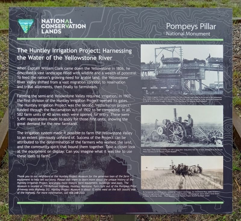 The Huntley Irrigation Project: Harnessing the Water of the Yellowstone River Marker image. Click for full size.