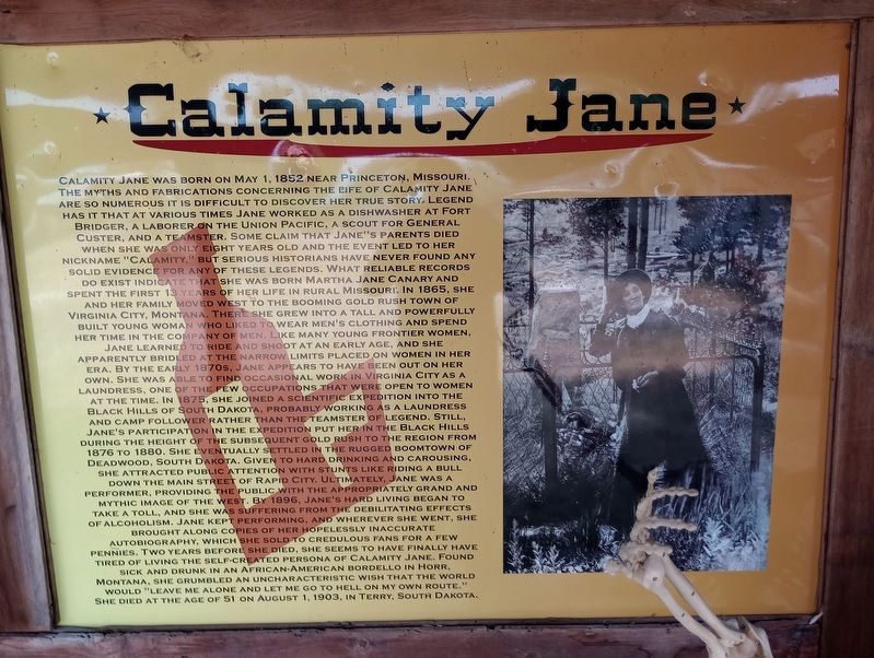Calamity Jane Marker. Click for full size. Calamity Jane Marker image. Click for full size.