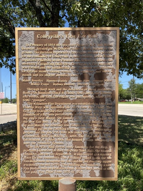Colleyville's First Fire Hall Marker image. Click for full size.
