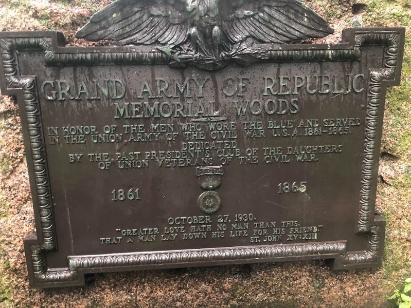 Grand Army of the Republic Memorial Woods Marker. Click for full size. Grand Army of the Republic Memorial Woods Marker image. Click for full size.