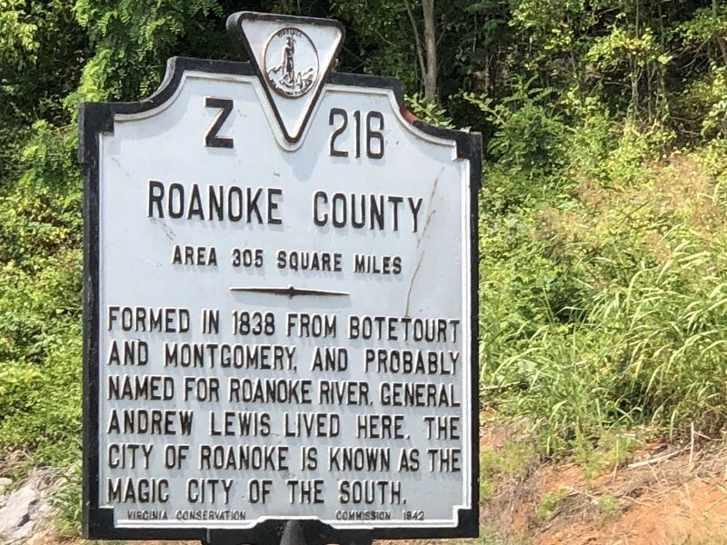Roanoke County side of marker image. Click for full size.
