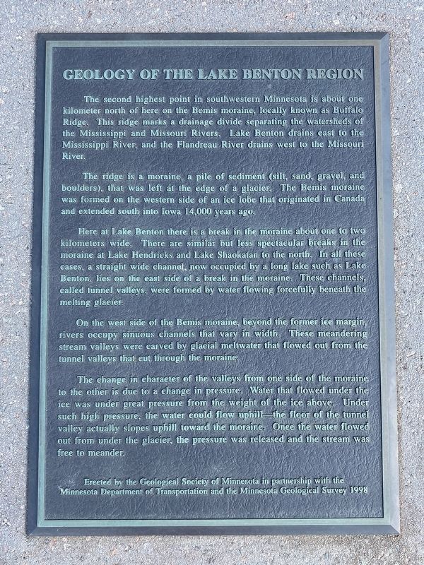 Geology of the Lake Benton Region Marker image. Click for full size.
