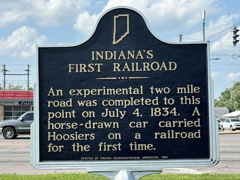 Indiana's First Railroad Marker image. Click for full size.