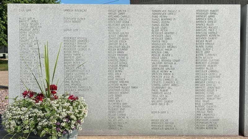 Lake Benton Veterans Memorial <i>(far left wall)</i> image. Click for full size.