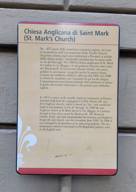 Chiesa Anglicana di Saint Mark (St. Mark's Church) Marker image. Click for full size.