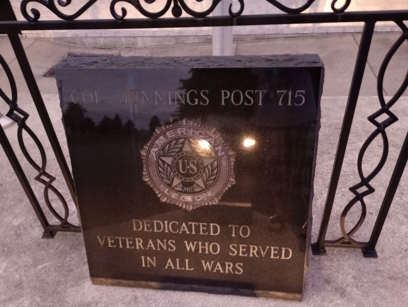 Col. Jennings Post 715 Veterans Memorial Marker image. Click for full size.