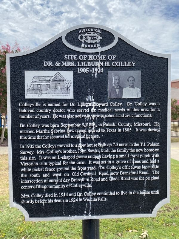Site of Home of Dr. & Mrs. Lilburn H. Colley Marker image. Click for full size.