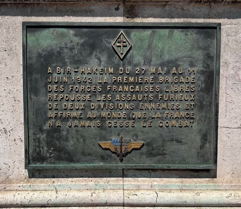Bir Hakeim Memorial Marker. Click for full size. Bir Hakeim Memorial Marker image. Click for full size.
