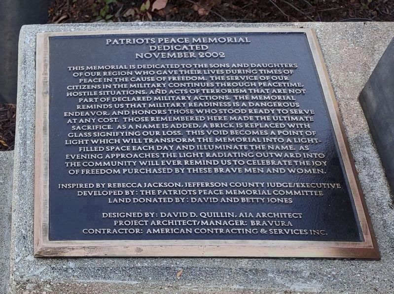 2nd Plaque - Patriots Peace Memorial Dedication image. Click for full size.
