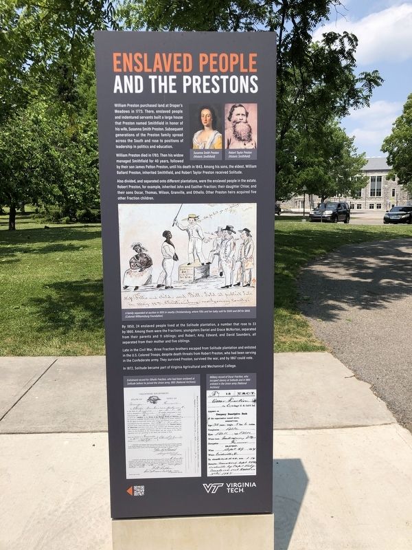 Enslaved People and the Prestons side of marker. Click for full size. Enslaved People and the Prestons side of marker image. Click for full size.