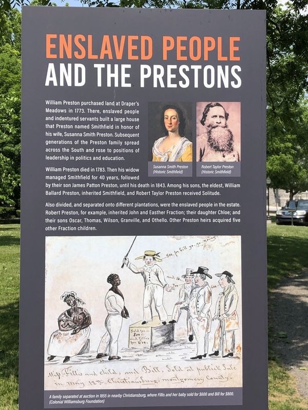 Enslaved People and the Prestons Marker closeup. Click for full size. Enslaved People and the Prestons Marker closeup image. Click for full size.