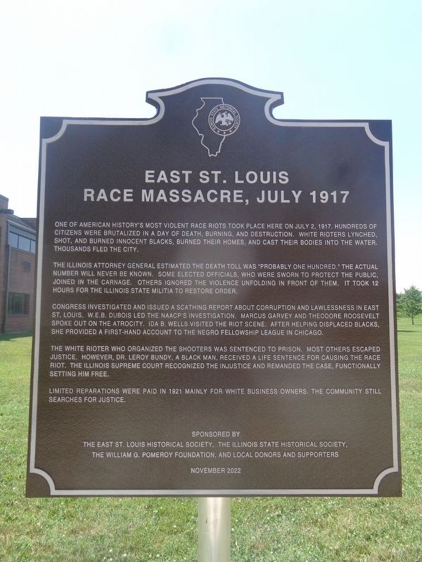 East St. Louis Race Massacre, July 1917 Marker. Click for full size. East St. Louis Race Massacre, July 1917 Marker image. Click for full size.