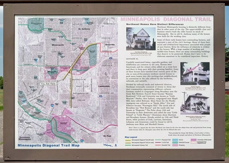 Minneapolis Diagonal Trail Marker south side image. Click for full size.