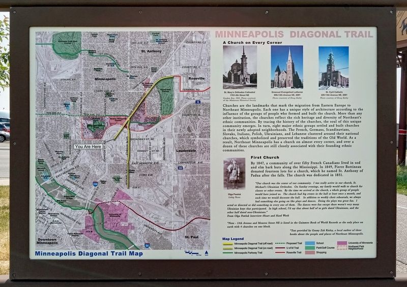 Minneapolis Diagonal Trail Marker north side image. Click for full size.