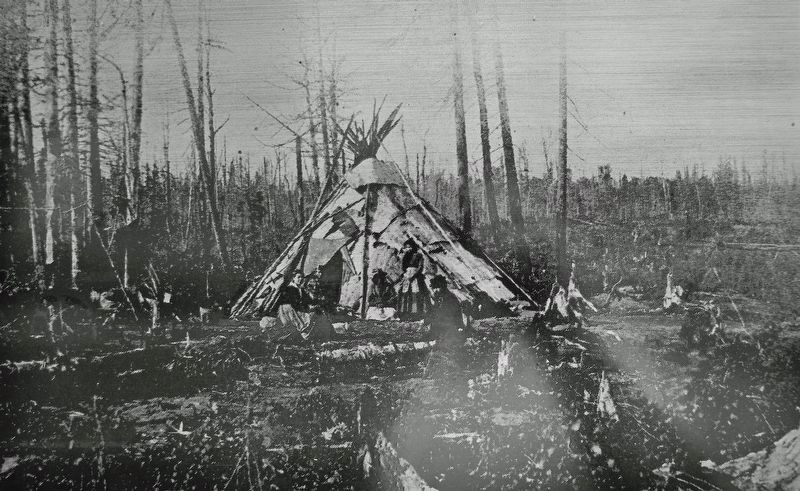 Marker detail: Ojibway Wigwam, c. 1900. Click for full size. Marker detail: Ojibway Wigwam, c. 1900 image. Click for full size.
