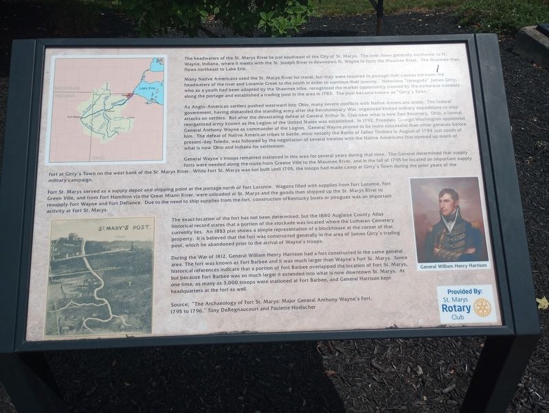 The headwaters of the St. Marys River lie just southeast of the City of St. Marys. Marker image. Click for full size.