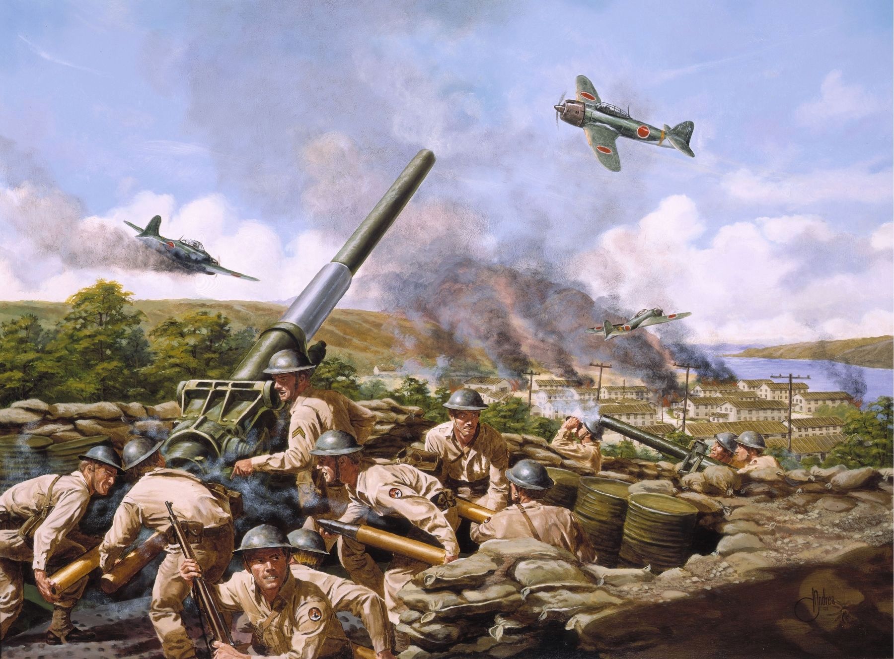 <i>Defense of the Aleutians</i> - a National Guard Heritage Painting. Click for more information. <i>Defense of the Aleutians</i> - a National Guard Heritage Painting image. Click for more information.