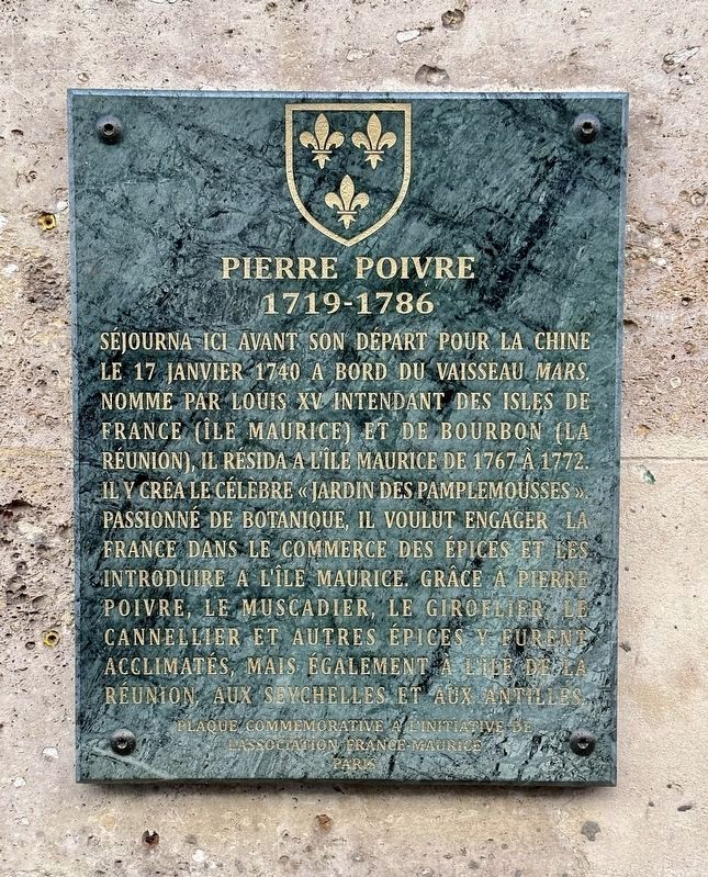 Pierre Poivre (1719-1786) Marker image. Click for full size.